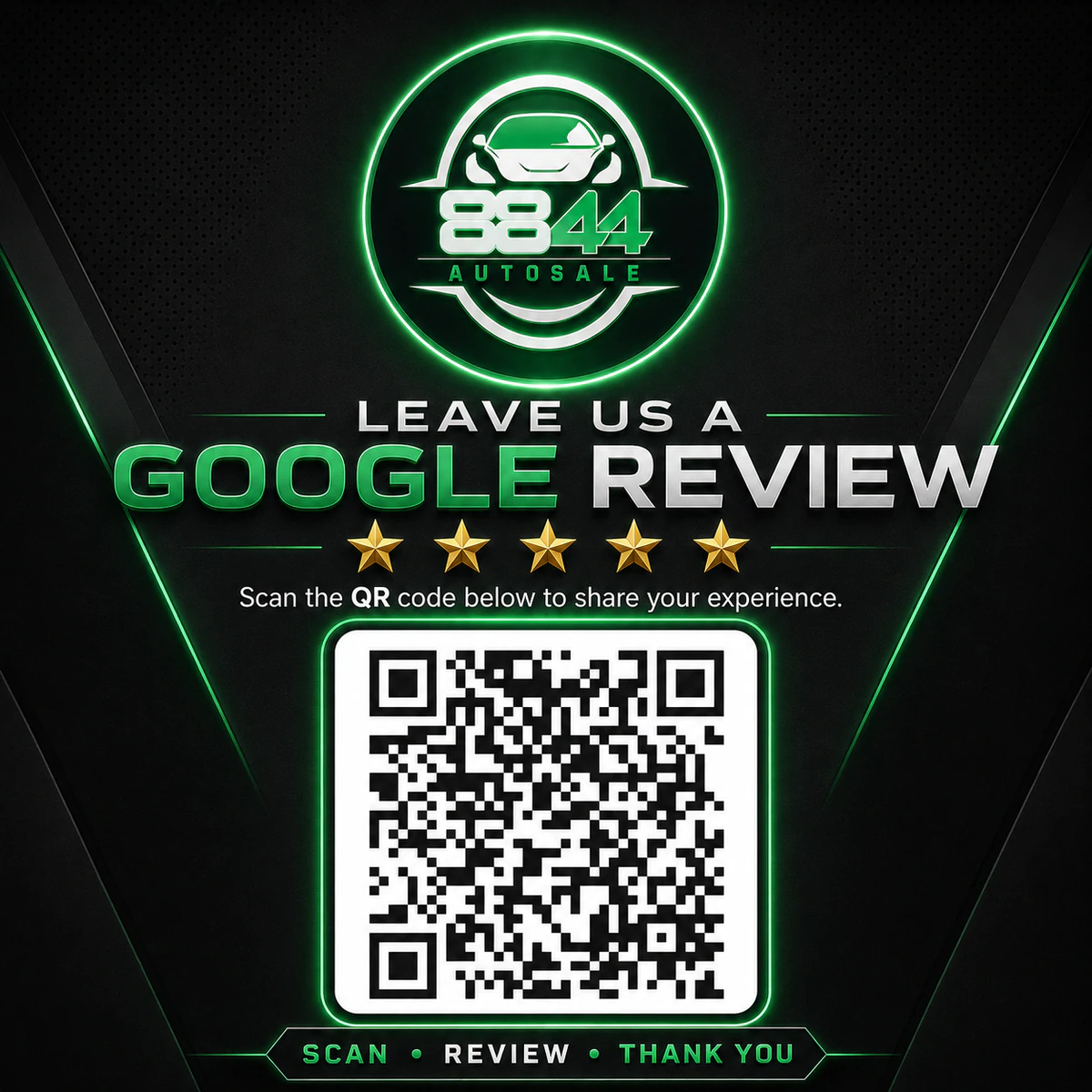 Scan to leave a Google review for 8844 Auto Sales